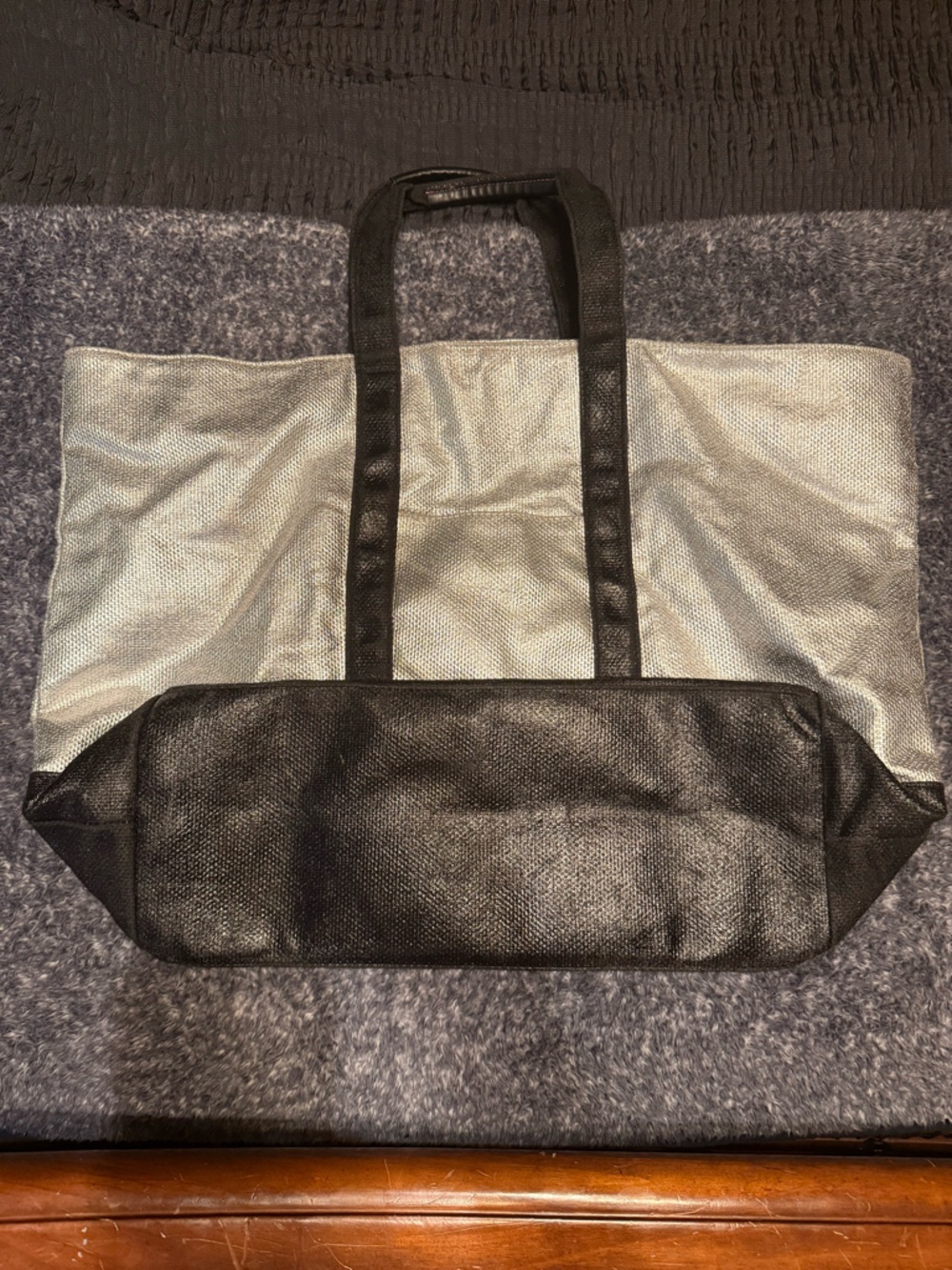 Victoria's Secret Silver and Black Duffel Tote - Picture 2 of 3